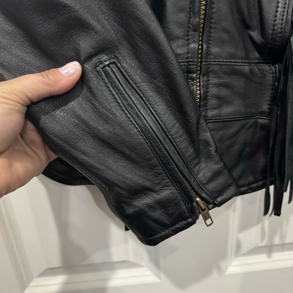 Iconic Vintage 80s Wilson’s Leather Fringe Jacket XS - Picture 2 of 5